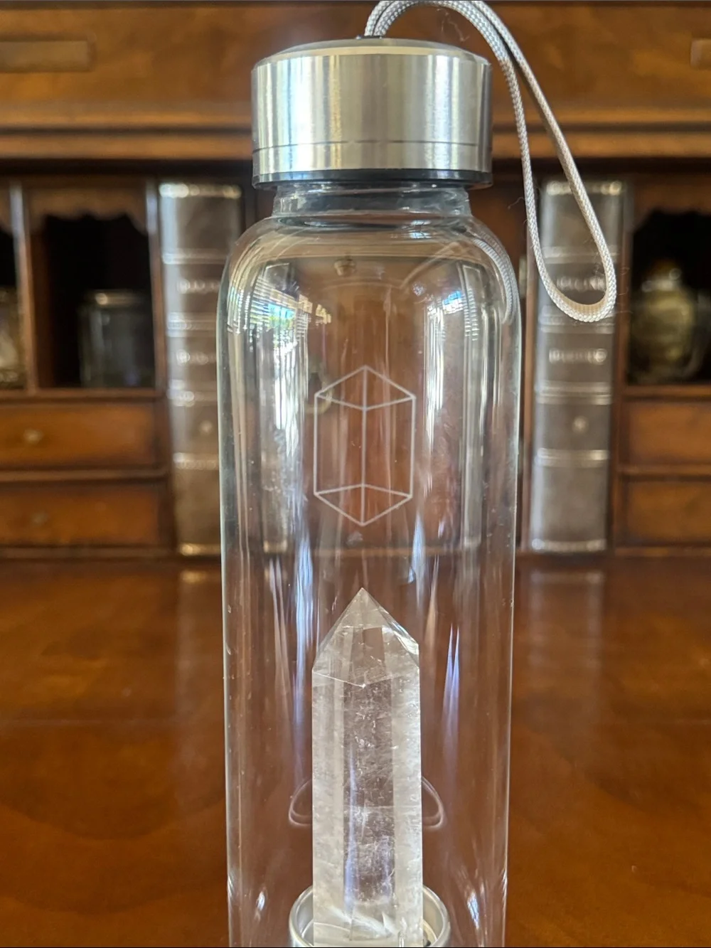 Glacce Crystal Clear Quartz Water Bottle with Sleeve - New!